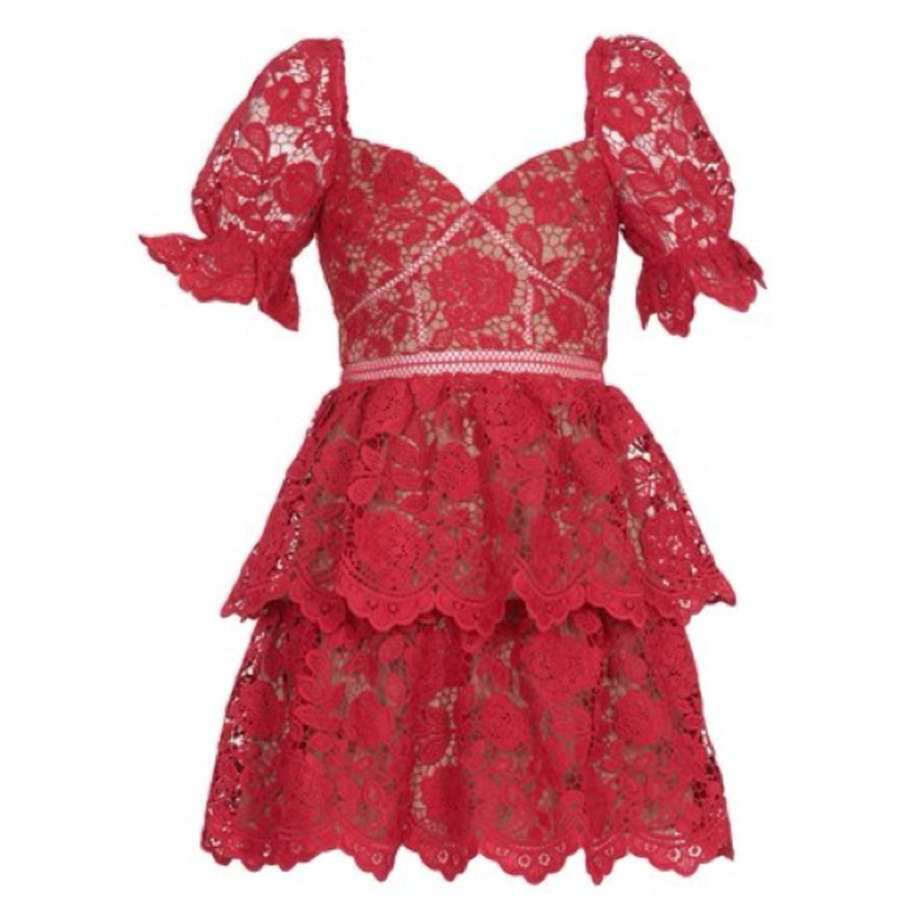 Self-Portrait Red Lace Dress